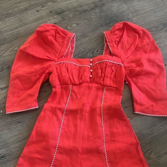 FARM Rio Red Puff Sleeve Romper - Picture 6 of 8